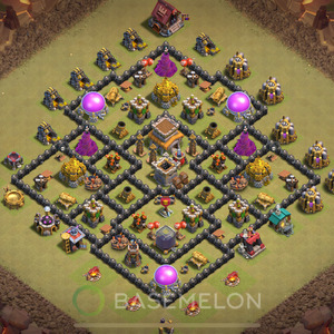 Town Hall Level 8 War Base Design 2025, Anti 2 Stars, Hybrid, Layout #1009