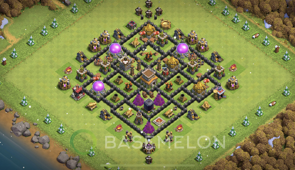 Town Hall Level 8 Trophy/Defense Base Design 2024, Anti 3 Stars, Anti Air, Layout #1090