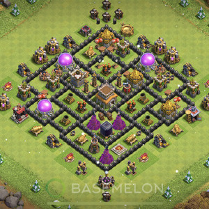 Town Hall Level 8 Trophy/Defense Base Design 2025, Anti 3 Stars, Anti Air, Layout #1090