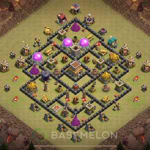 Town Hall Level 8 War Base Design 2025, Max Levels, Anti Everything, Layout #1105