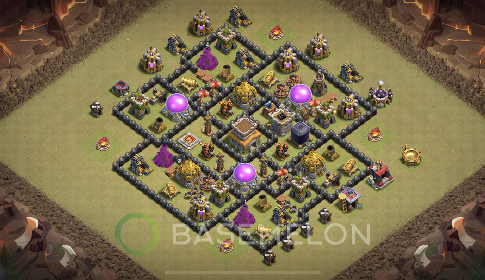 Town Hall Level 8 War Base Design 2025, Max Levels, Anti 3 Stars, Layout #1121