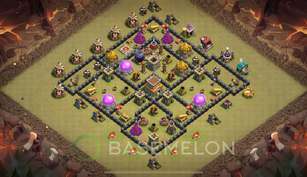 Town Hall Level 8 War Base Design 2024, Anti 2 Stars, Anti Air, Layout #1151