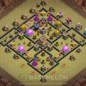 Town Hall Level 8 War Base Design 2025, Anti 2 Stars, Anti Air, Layout #1151