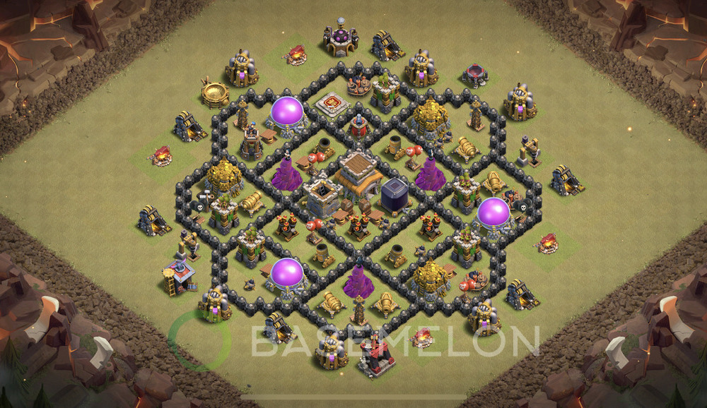 Town Hall Level 8 War Base Design 2025, Anti 2 Stars, Anti Air, Layout #1162