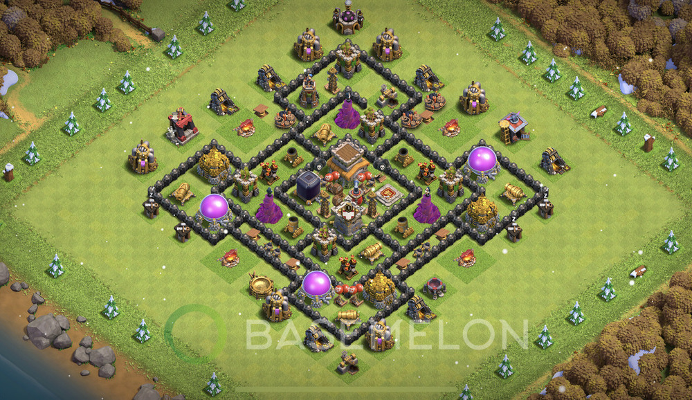 Town Hall Level 8 Trophy/Defense Base Design 2024, Max Levels, Anti Air, Layout #1163