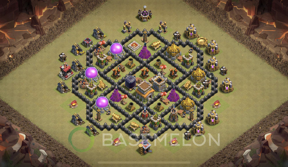 Town Hall Level 8 War Base Design 2025, Anti 2 Stars, Hybrid, Layout #1210