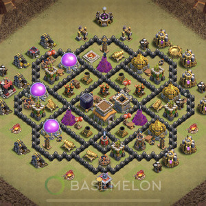 Town Hall Level 8 War Base Design 2025, Anti 2 Stars, Hybrid, Layout #1210
