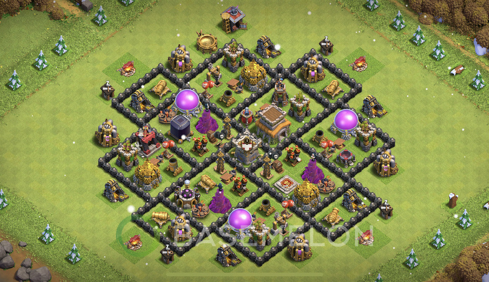 Town Hall Level 8 Trophy/Defense Base Design 2025, Max Levels, Anti Everything, Layout #1224