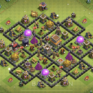 Town Hall Level 8 Trophy/Defense Base Design 2025, Max Levels, Anti Everything, Layout #1224