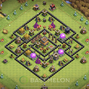 Town Hall Level 8 Trophy/Defense Base Design, Anti Air, Anti 3 Stars, Layout #123