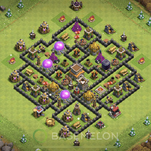 Town Hall Level 8 Trophy/Defense Base Design 2025, Max Levels, Anti Everything, Layout #1297