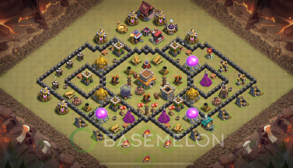 Town Hall Level 8 War Base Design 2025, Anti Air, Hybrid, Layout #1327