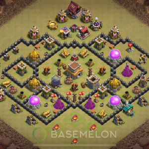 Town Hall Level 8 War Base Design 2025, Anti Air, Hybrid, Layout #1327