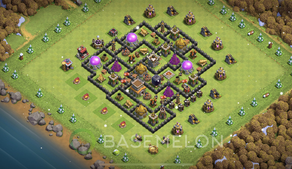 Town Hall Level 8 Farm Base Design 2025, Anti Everything, Hybrid, Layout #1353