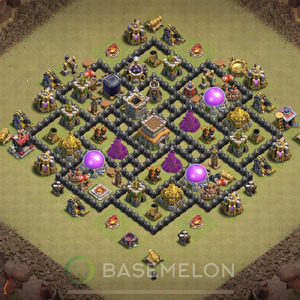 Town Hall Level 8 War Base Design, Anti 3 Stars, Hybrid, Layout #137