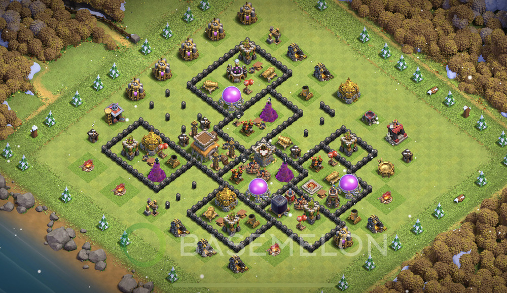 Town Hall Level 8 Farm Base Design 2025, Max Levels, Hybrid, Layout #1405