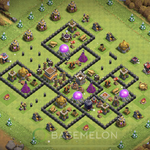 Town Hall Level 8 Farm Base Design 2025, Max Levels, Hybrid, Layout #1405