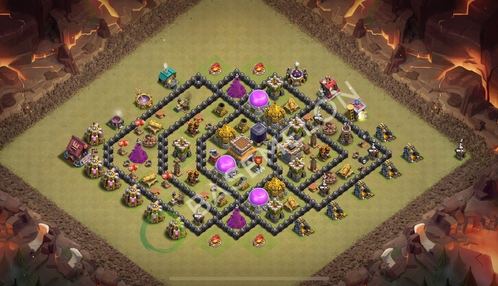 Aldea del Ayuntamiento Nivel 8 para Guerra, Anti 3 Estrellas, Anti Todo Diseño 2026, #1412