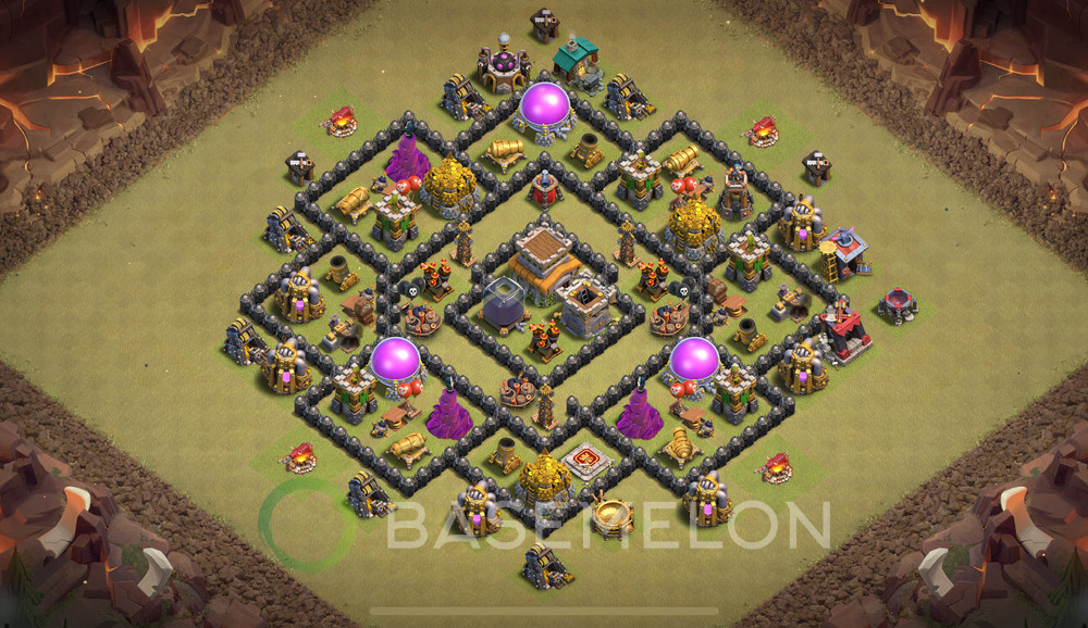 Town Hall Level 8 War Base Design 2025, Anti 3 Stars, Anti Air, Layout #1479