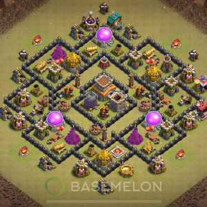 Town Hall Level 8 War Base Design 2025, Anti 3 Stars, Anti Air, Layout #1479