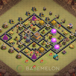 Town Hall Level 8 War Base Design 2025, Anti Air, Hybrid, Layout #1490