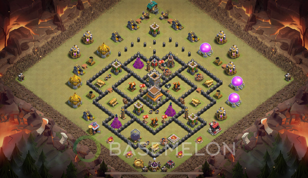 Town Hall Level 8 War Base Design 2025, Max Levels, Layout #1507