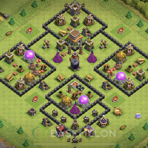 Town Hall Level 8 Farm Base Design 2025, Max Levels, Hybrid, Layout #1553