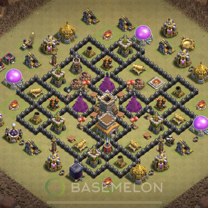 Town Hall Level 8 War Base Design 2025, Anti 2 Stars, Anti Air, Layout #1613