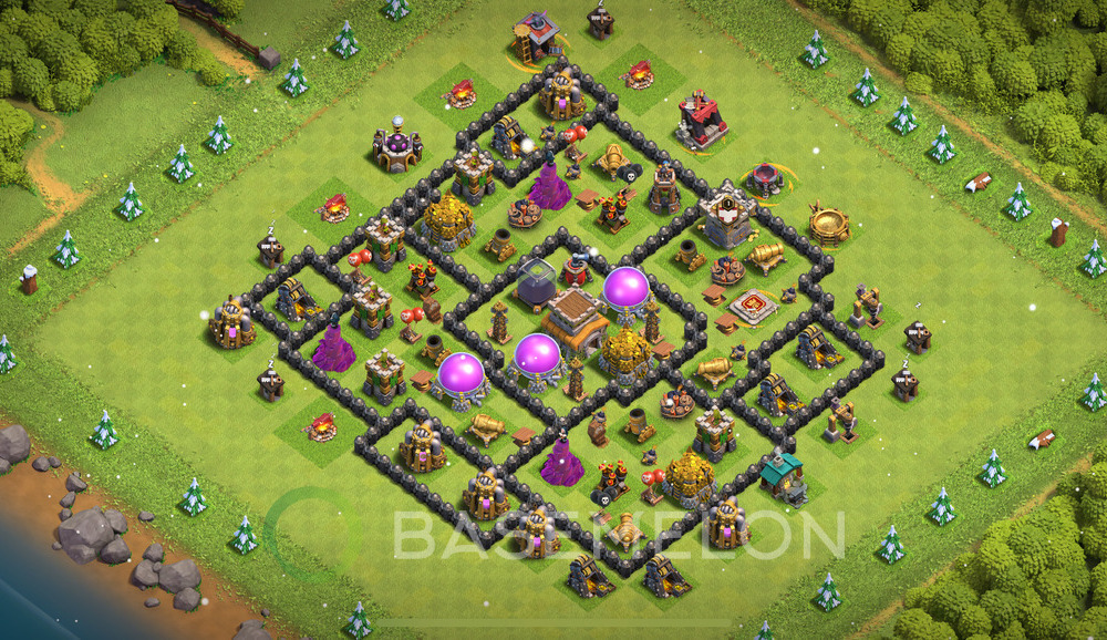 Rathaus Level 8 Verteidigung Base 2025, Anti 3 Sterne, Anti Air, Layout #1647
