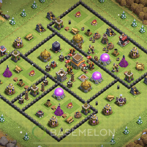 Town Hall Level 8 Trophy/Defense Base Design 2025, Anti Everything, Hybrid, Layout #1664