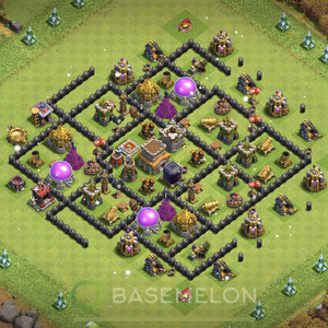 Town Hall Level 8 Trophy/Defense Base Design 2025, Anti 3 Stars, Hybrid, Layout #1689