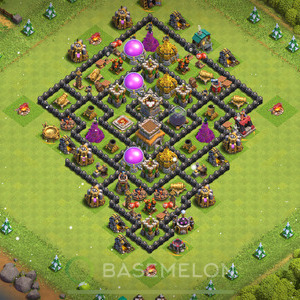 Town Hall Level 8 Trophy/Defense Base Design, Anti Air, Hybrid, Layout #17