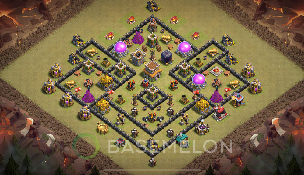 Town Hall Level 8 War Base Design 2025, Anti Air, Hybrid, Layout #1743