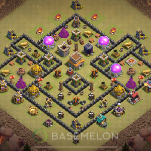 Town Hall Level 8 War Base Design 2025, Anti Air, Hybrid, Layout #1743