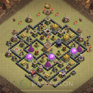 Town Hall Level 8 War Base Design 2025, Anti 3 Stars, Hybrid, Layout #1758