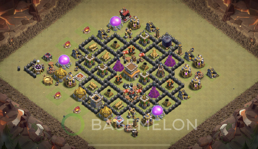 Town Hall Level 8 War Base Design 2025, Anti 3 Stars, Layout #1766