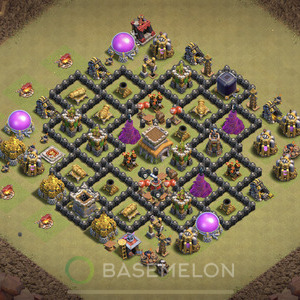 Town Hall Level 8 War Base Design 2025, Anti 3 Stars, Layout #1766