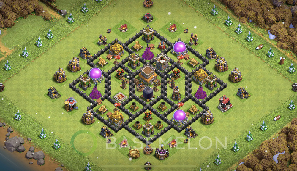 Aldea del Ayuntamiento Nivel 8 para Defensa, Anti 3 Estrellas, Híbrido Diseño 2025, #1786
