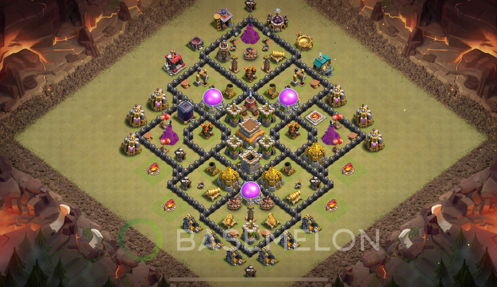 Town Hall Level 8 War Base Design 2025, Anti Air, Hybrid, Layout #1805