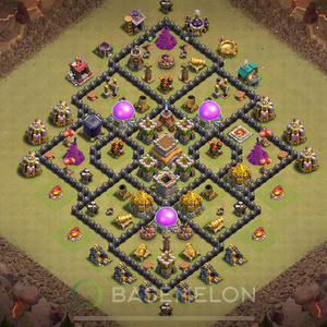 Town Hall Level 8 War Base Design 2025, Anti Air, Hybrid, Layout #1805