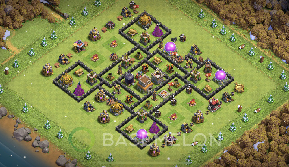 Rathaus Level 8 Verteidigung Base 2025, Max Level, Anti 3 Sterne, Layout #1859