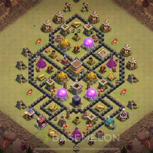 Town Hall Level 8 War Base Design 2025, Anti 2 Stars, Hybrid, Layout #1897