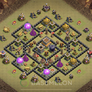Town Hall Level 8 War Base Design 2025, Anti 2 Stars, Anti Air, Layout #1910