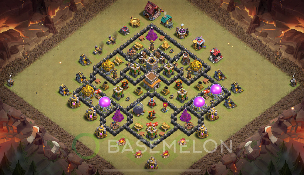 Town Hall Level 8 War Base Design 2025, Anti 2 Stars, Hybrid, Layout #2043