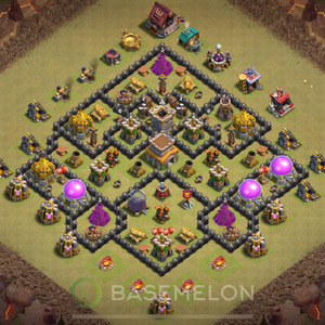 Town Hall Level 8 War Base Design 2025, Anti 2 Stars, Hybrid, Layout #2043
