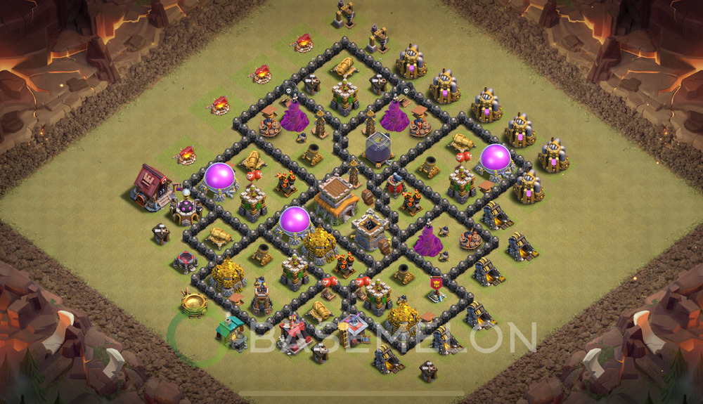 Town Hall Level 8 War Base Design 2025, Max Levels, Hybrid, Layout #2099