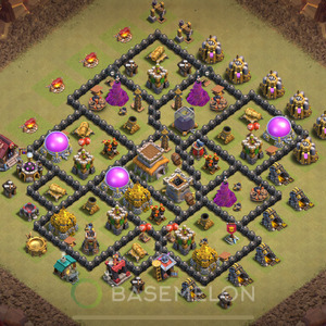 Town Hall Level 8 War Base Design 2025, Max Levels, Hybrid, Layout #2099
