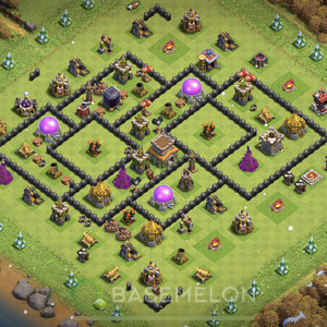 Town Hall Level 8 Farm Base Design, Max Levels, Anti Air, Layout #21
