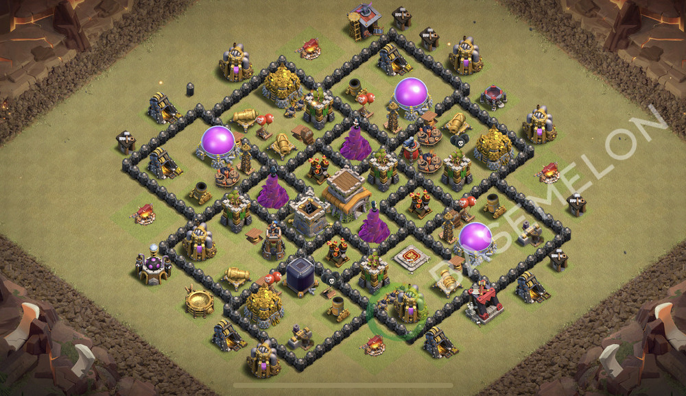Town Hall Level 8 War Base Design 2025, Max Levels, Anti Everything, Layout #2136
