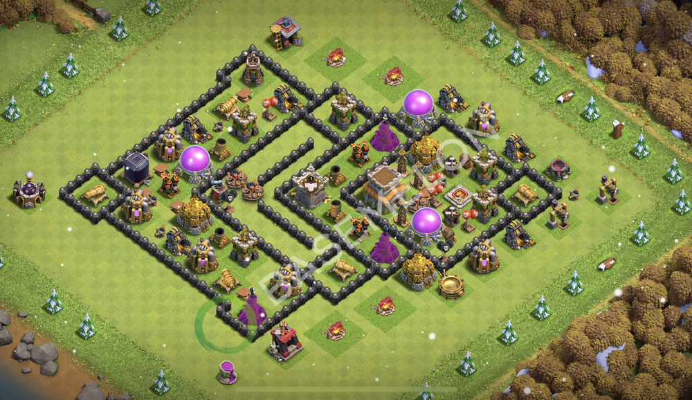 Town Hall Level 8 Trophy/Defense Base Design 2025, Anti Air, Layout #2158